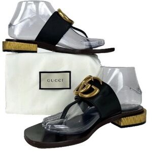 SOLD‼️‼️‼️Gucci Women's Sandals in Black with Gold Accents